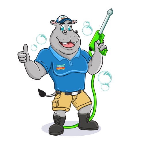 Hippo Carwash Character 