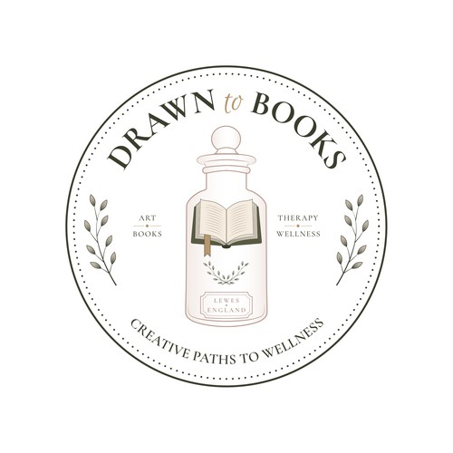 Drawn to Books – Apothecary-Inspired Wellness Bookshop Logo