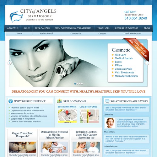 website design for City of Angels Dermatology