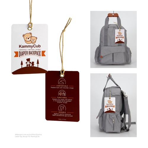 Hanging Tag Design for KammyCub's Diaper Backpack