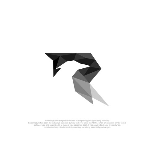 letter R and raven geometric logo 