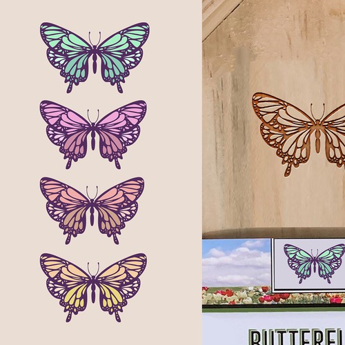 Butterfly Illustration Design - 1) Color and 2) Black and White