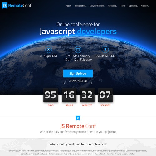 Website for an online conference for Javascript developers