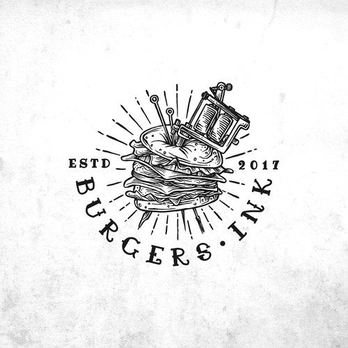 Approved vintage tattoo style logo for Burger.Ink