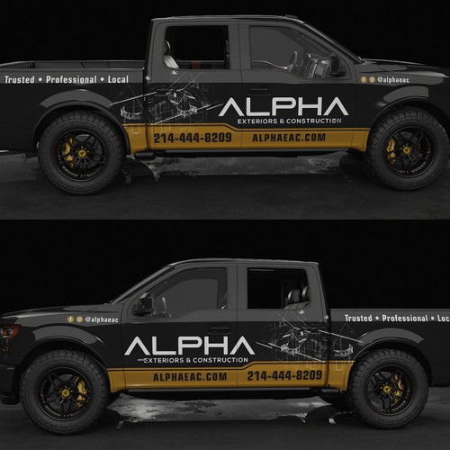 Black and Golden Car Wrap Design For Alpha
