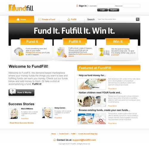 FundFill - creative design for fund-raising site!