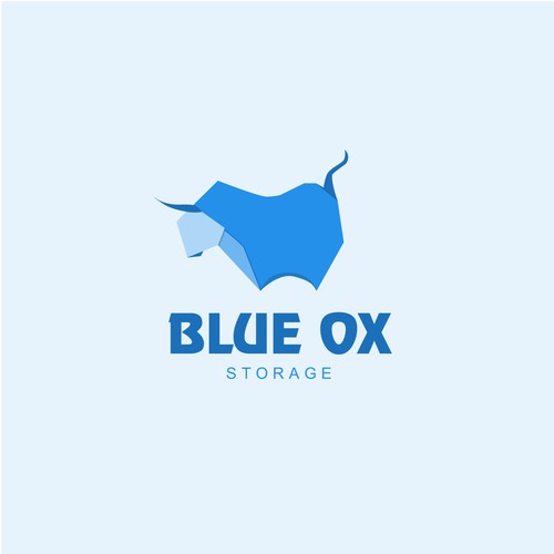 Blue ox logo design, orgami inspired 