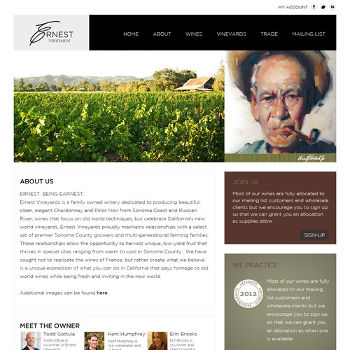 New website design wanted for Ernest Vineyards