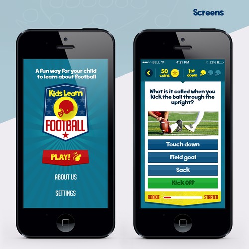 Create a mobile design for Teach Kids Football