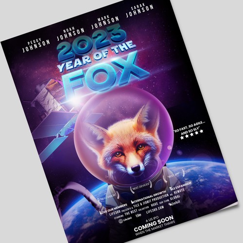 Space Themed Fox Poster