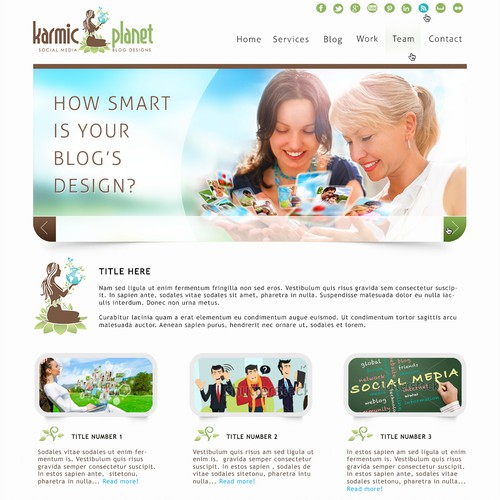 Hip, fun, engaging website design for Karmic Planet