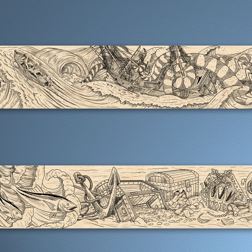 Wood burn art or mural line art