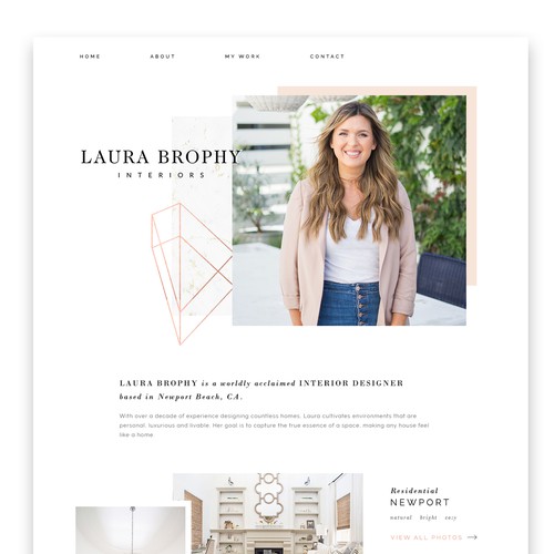 Feminine website concept for stylish interior design company