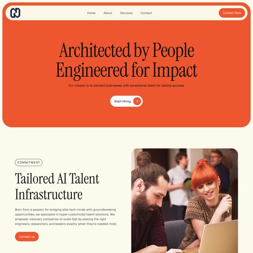 Modern Website for AI Talent Sttartup | b2b | recruitment | HR