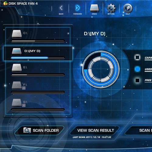 Disk Space Fan UI Design