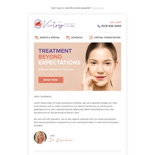 Email design for Victory Wellness