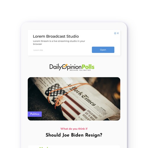 Email Template for DailyOpinionPolls