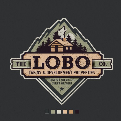 Vintage logo for a company that builds a small custom made off-grid cabins