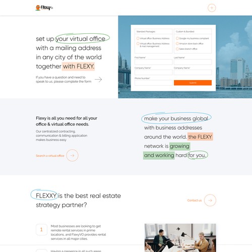 Landing Page for Flexy Virtual offices