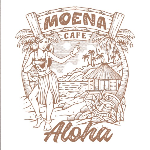 Vintage Hawaii illustration for tshirt