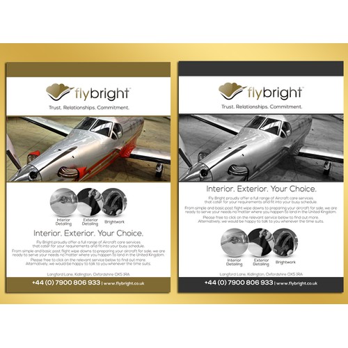 Calling All Awesome Designers, Amazing 1 Page A5 Flyer needed forPrivate Aircraft Detailing Company!