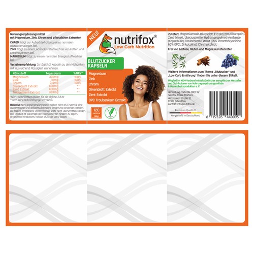 design product label, for nutrifox nutrition 