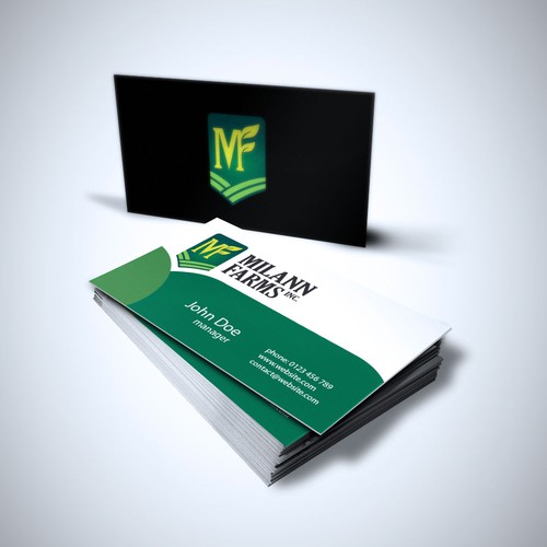 Create the next logo and business card for Milann Farms Inc.