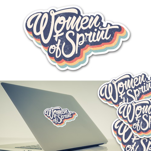 Womens day sticker retro style