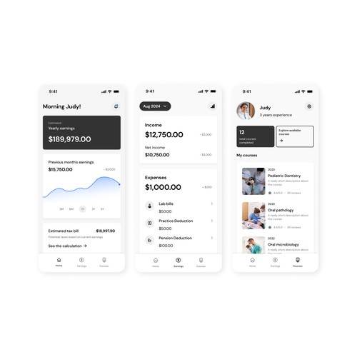 Mobile app design for financial management