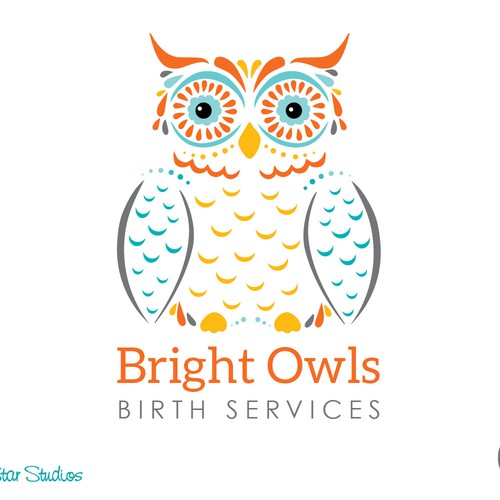 Craft a new brand identity for Bright Owls Birth Services