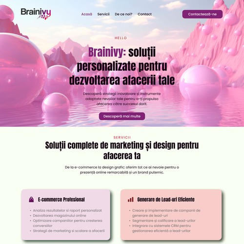 Landing page design