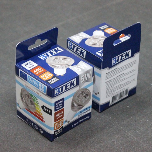 Create a brand led lighting retail packing box with recycled paper