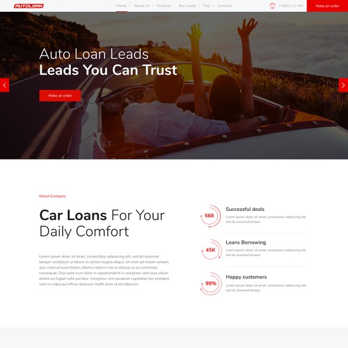 Website Design For Auto Loan Leads Company