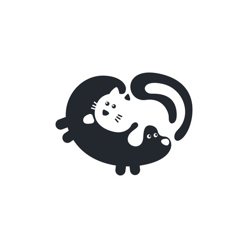 Cat & Dog in Love Shape