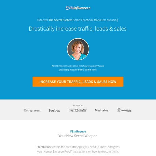 New sales page for FBInfluence - something more modern / clean