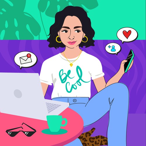 Illustration for a e-book cover that represents an influencer