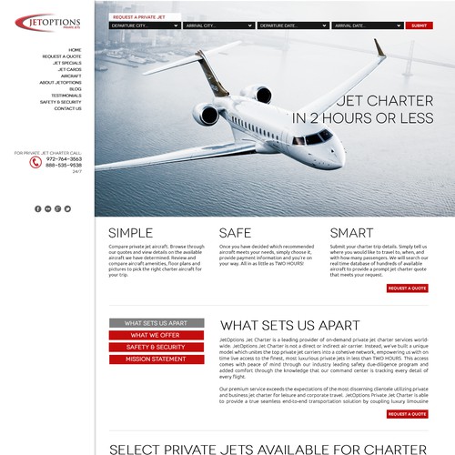 Help JetOptions Private Jets with a new website design