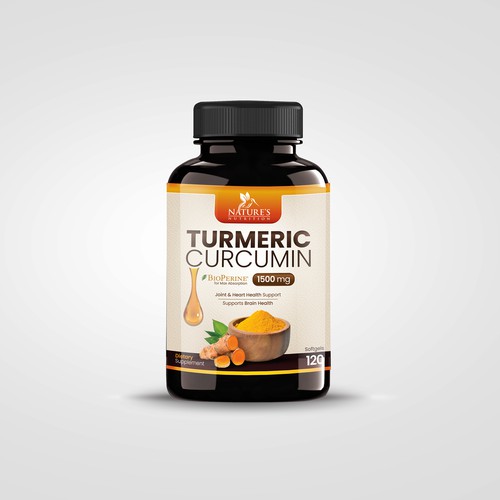 Turmeric Curcumin Bottle Label Design