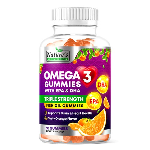 Omega 3 Fish Oil Gummies Label Design