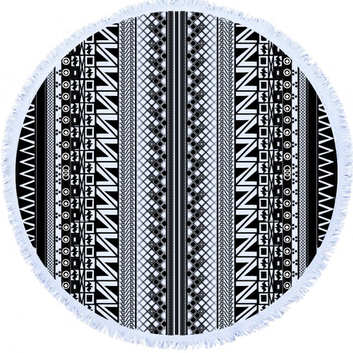 Round beach towel - Aztec style design 
