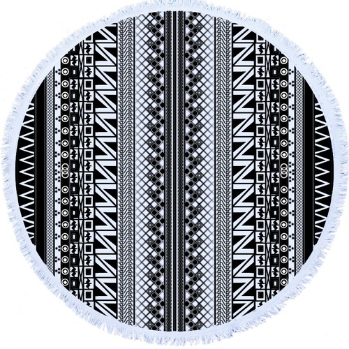 Round beach towel - Aztec style design 