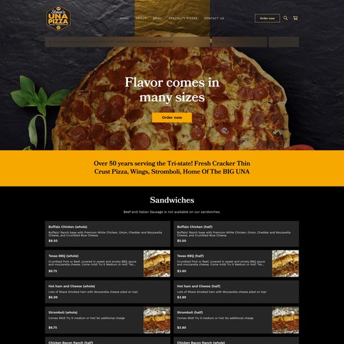 Website design for Pizza