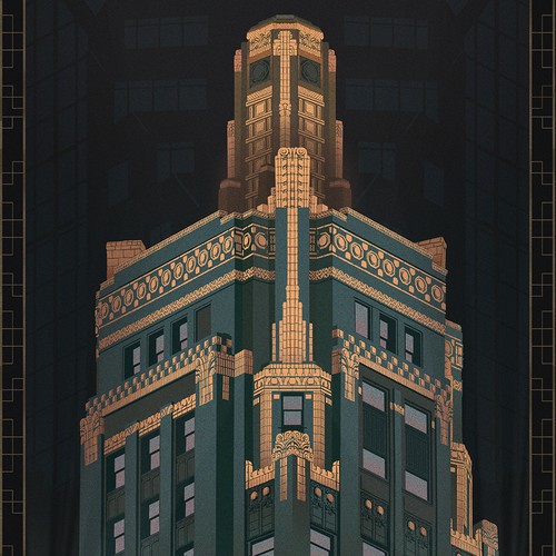 Create a glamorous art deco illustration for an exciting new hotel, St. Jane