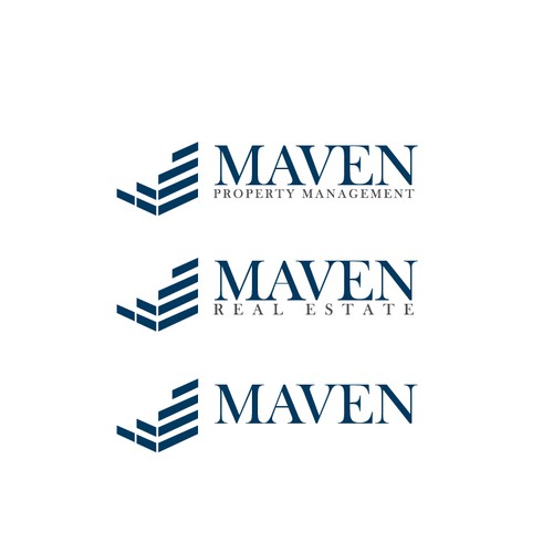 Tasteful and identifiable logos for a Maven Real Estate & Maven Property Management.