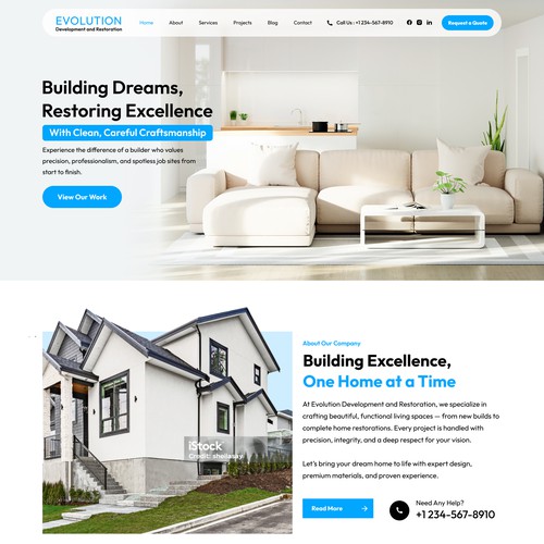 Evolution Homes — Construction & Renovation Website Design