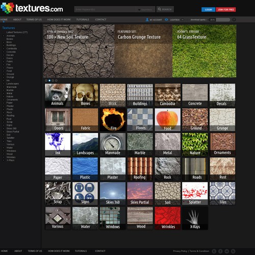 Design needed for Textures.com - Wireframe available!
