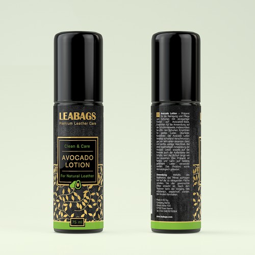 Label design for premium leather care avocado lotion