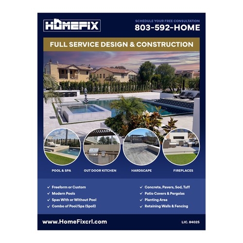 Marketing flyer for a home renovation and construction company in USA