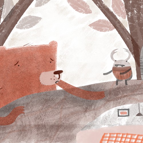 Illustration for toddlers story book “mouse-bear”