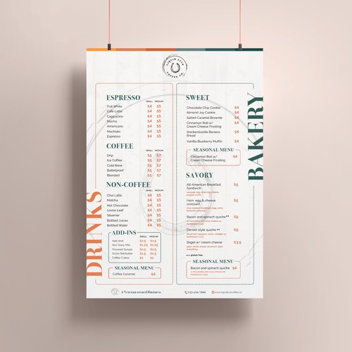 Menu Design for Veteran-Owned Coffee Shop Food Truck